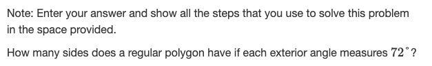 How many sides does a regular polygon have if each exterior angle measures 72 degrees-example-1