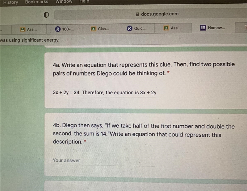 4. Diego is thinking of two positive numbers. He says, “If we triple the firstnumber-example-1