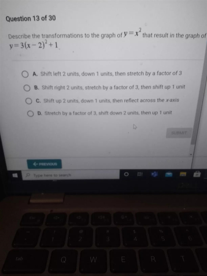 Describe the transformations to the graph of y=xthat result in the graph of y=3(x-example-1