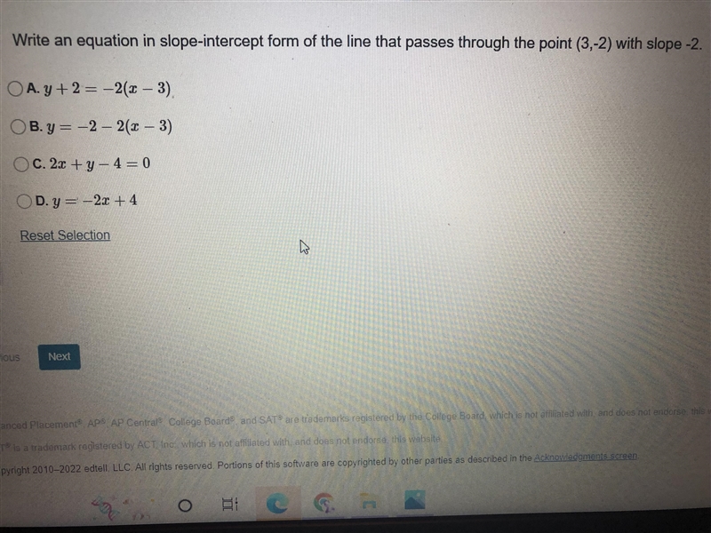 Hi, can someone please help me? trying to graduate :( Write an equation in slope-intercept-example-1