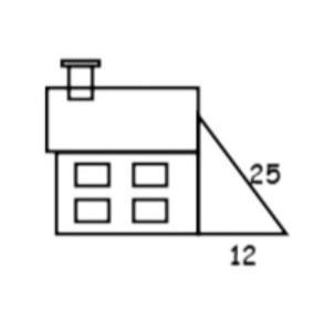 A 25 foot ladder leans aganist the side of the house. The base of the ladder is 12 ft-example-1