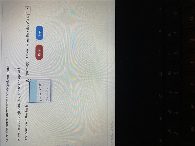 ТА12Select the correct answer from each drop-down menu.3A line passes through point-example-1