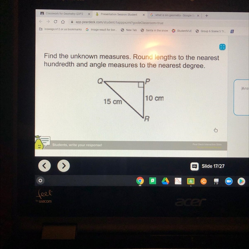 Find the unknown measures. Round lengths to the nearesthundredth and angle measures-example-1