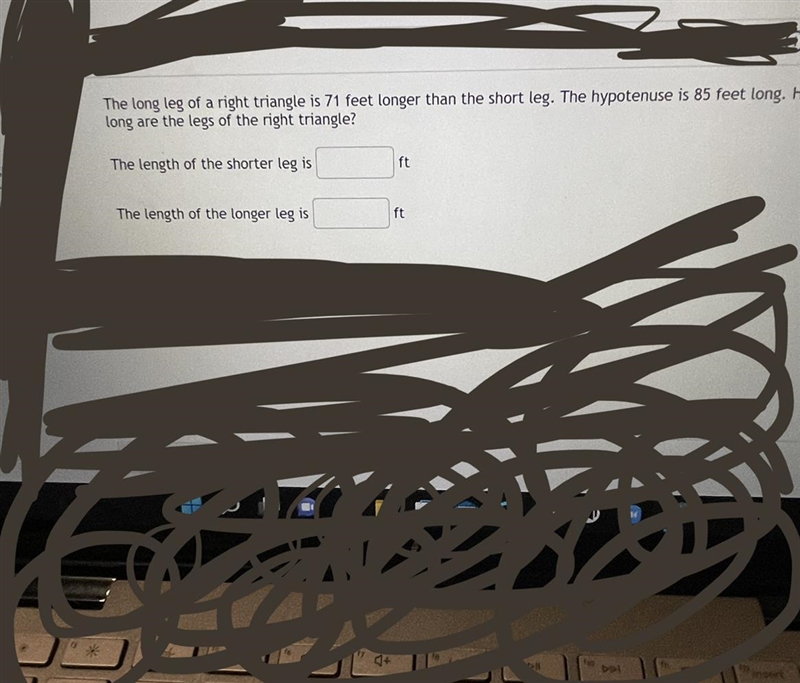 The long leg of a right triangle is 71 feet longer than the short leg.The hypotenuse-example-1