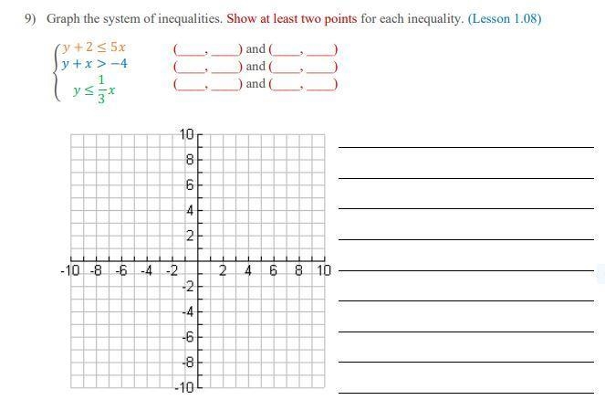 50 POINTS HELP PLEASE Graph the system of inequalities. Show at least two points for-example-1