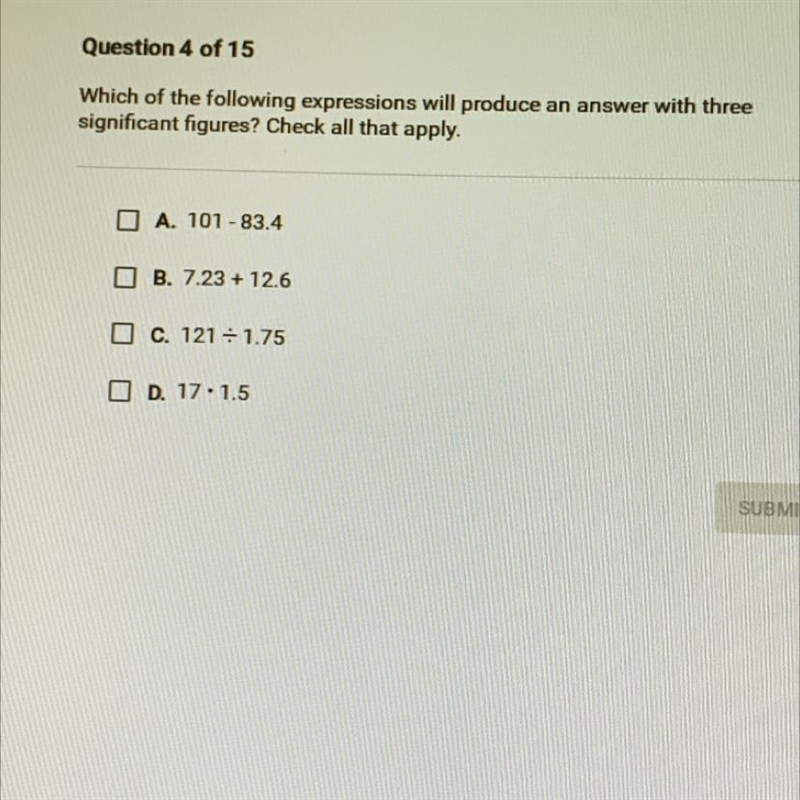 Which of the following expressions will produce an answer with threesignificant figures-example-1