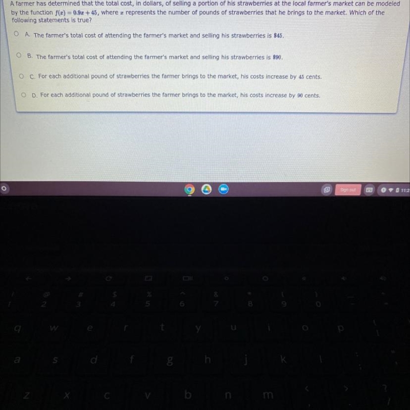 A former has determined that the total cost, in dollars, of selling a portion of his-example-1