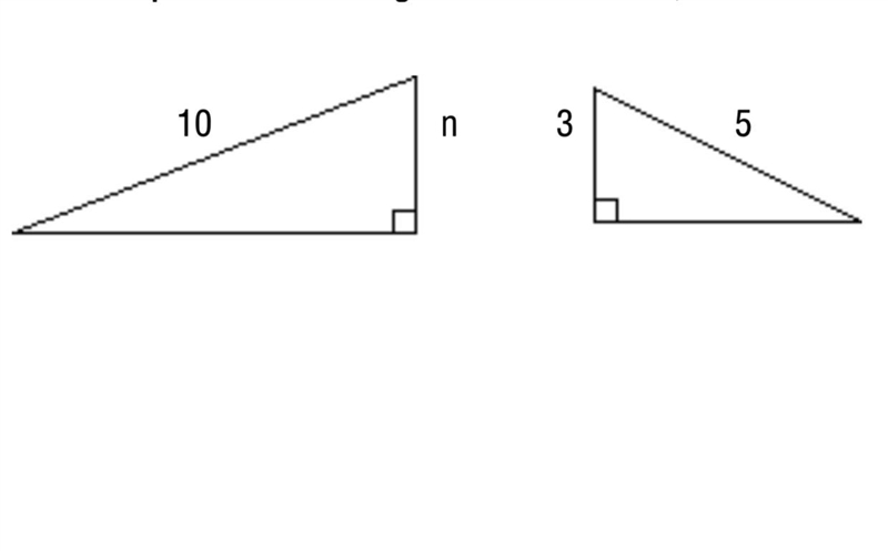 Given that the pair of triangles is similar, find the length of the side labeled n-example-1