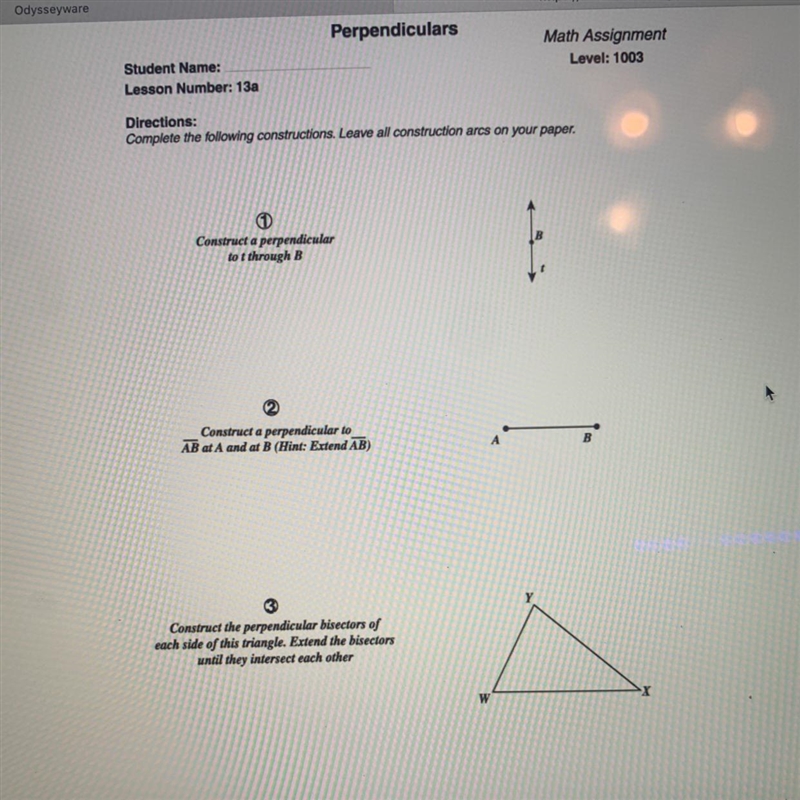 construct the perpendicular bisectors of each side of the triangle. Extend the bisectors-example-1