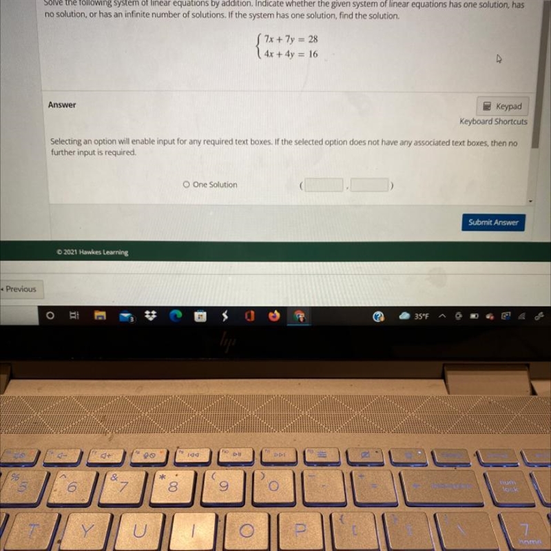 Solve the following system of linear equations by addition. Indicate whether the given-example-1