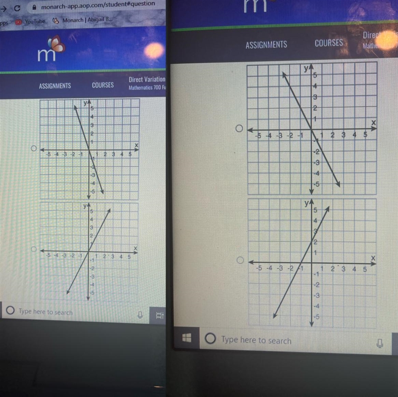 ILL GIVE BRAINELST Which graph represents the direct variation equation y=2 x?-example-1