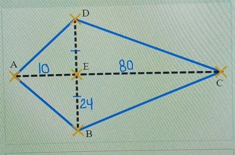 Consider the figure of kite ABCD. Segment EA is 10 units, EC is 80 units, and EB is-example-1