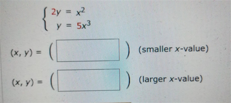 NO LINKS!! Use the method of substitution to solve the system. (If there's no solution-example-1