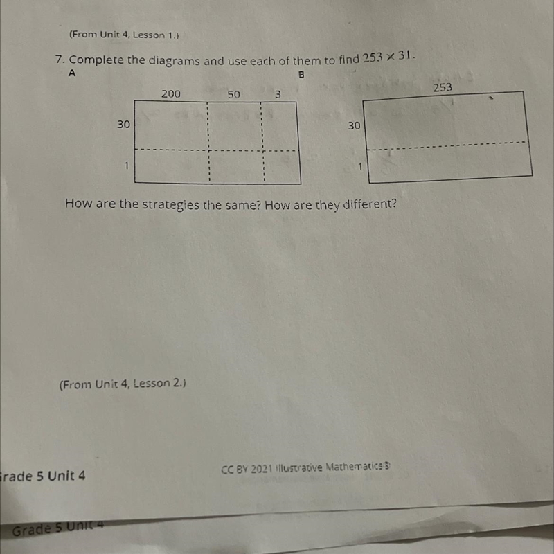 Complete the diagrams and use each of them to find 253x31-example-1