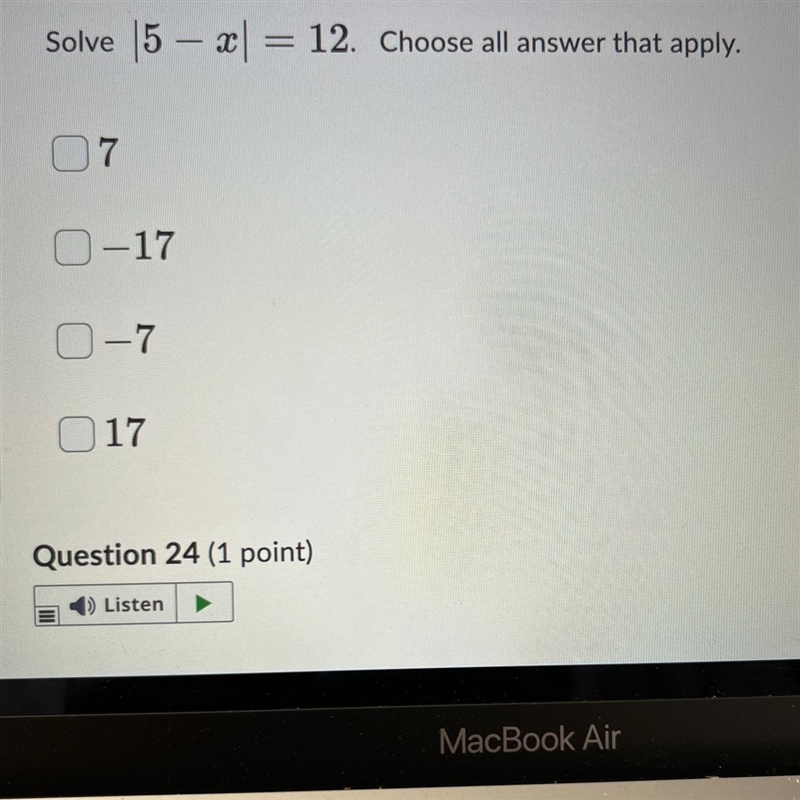 Solve |5x| = 12. Choose all answer that apply.-example-1