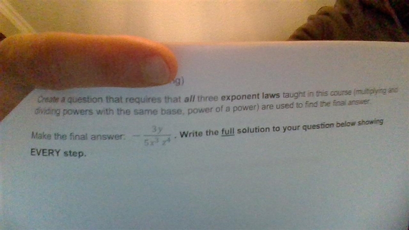 create a question that requires all three exponent laws (multiplying and dividing-example-1