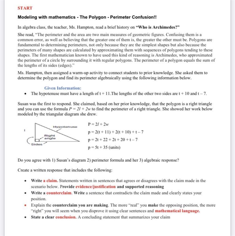 Modeling with mathematics - The Polygon - Perimeter Confusion!!In algebra class, the-example-1