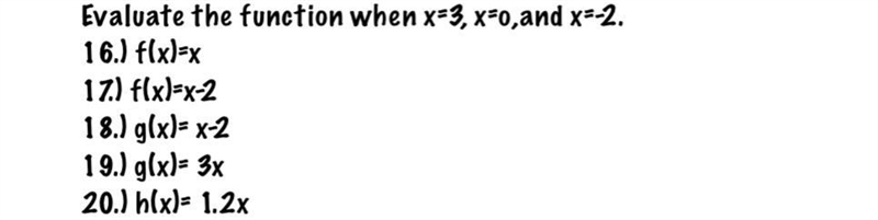 Can someone please evaluate this with work shown? When X=3, X=0, and X=2. Please and-example-1