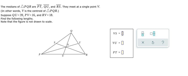 The medians of are , , and . They meet at a single point . (In other words, is the-example-1