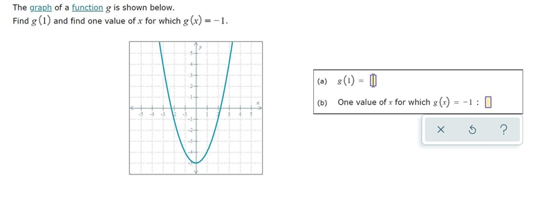 Find g(1) and find one value of x for which g(x)=-1.-example-1