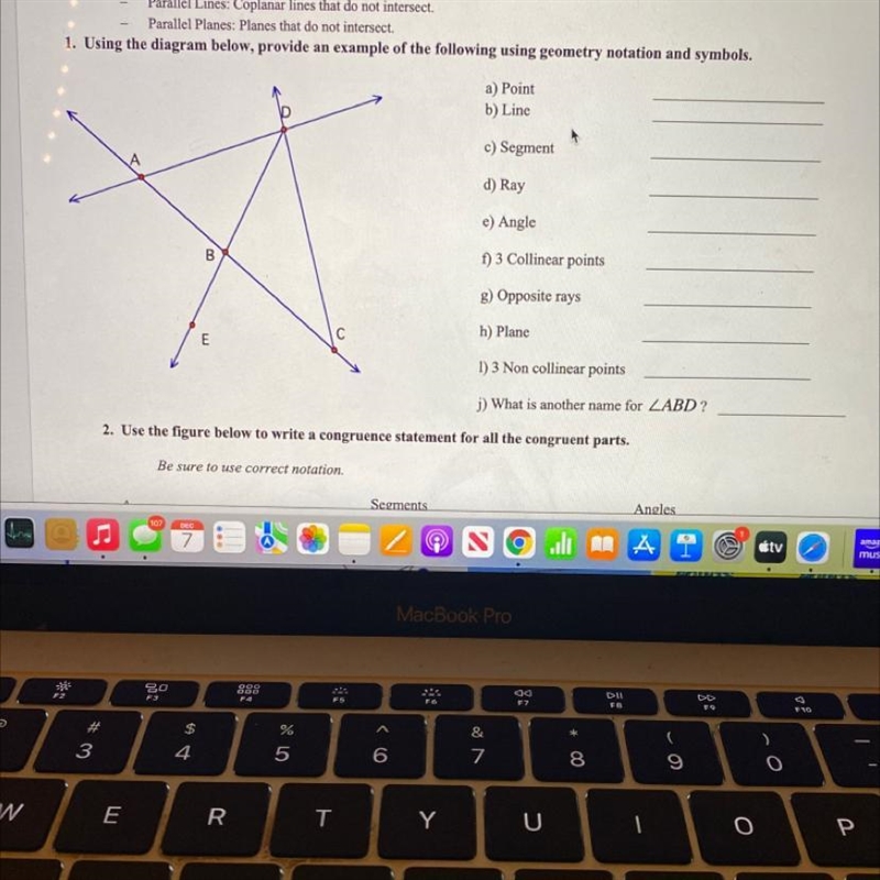 What does it mean by non collinear points and another name for angle ABD?-example-1