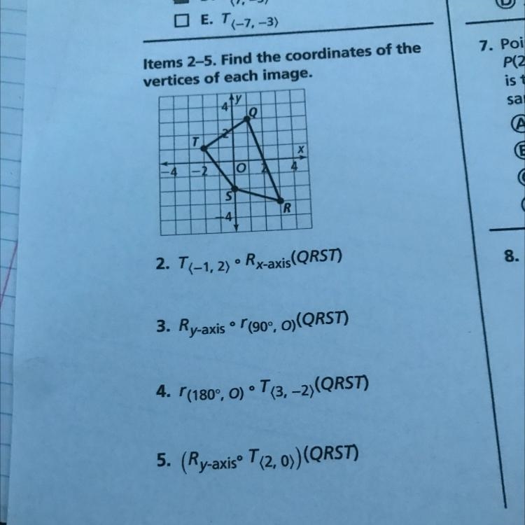 Items 2. Find the coordinates of thevertices of each image.-example-1