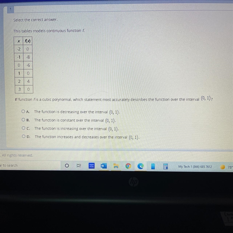 If function f is a cubic polynomial which statement most accurately describes the-example-1