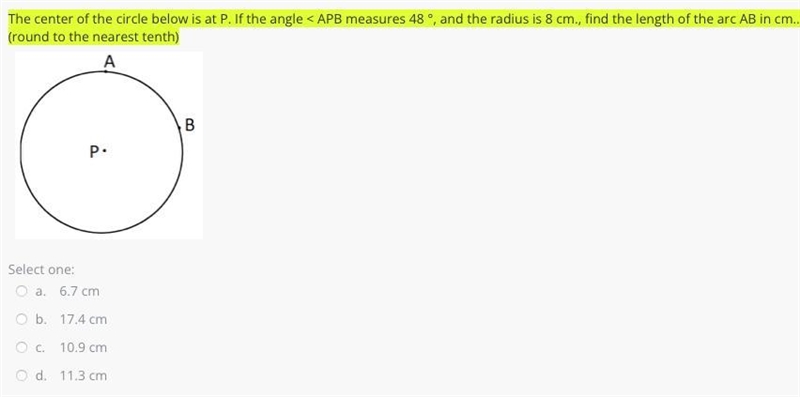 The center of the circle below is at P. If the angle < APB measures 48 °, and the-example-1