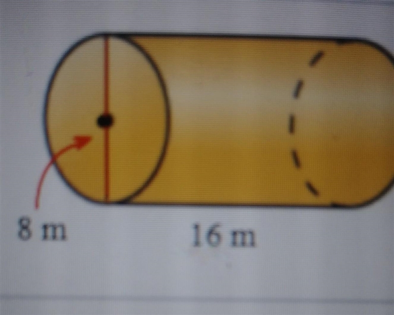 Find the lateral area of the cylinder .The lateral area of the given cylinder is _ m-example-1