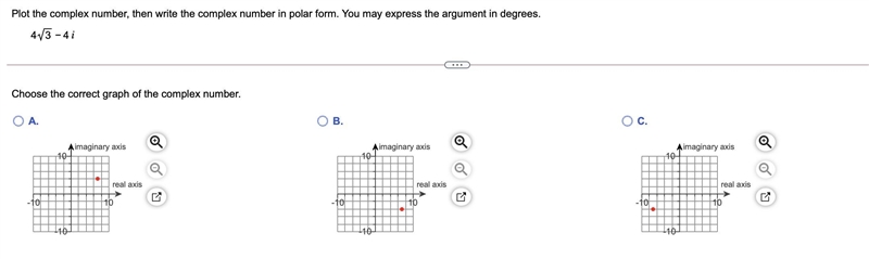 Plot the complex number, then write the complex number in polar form. You may express-example-1