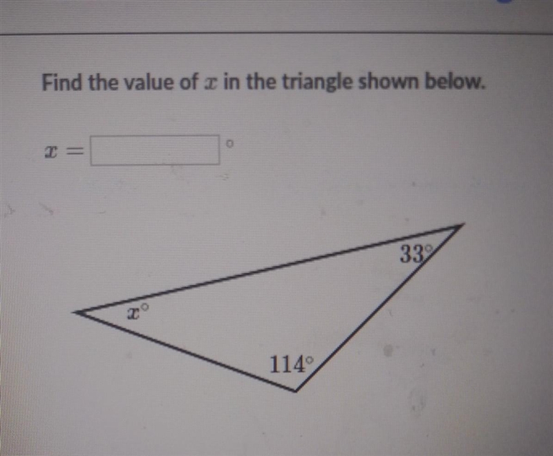 Find the value of in the triangle shown below. 33 1149-example-1