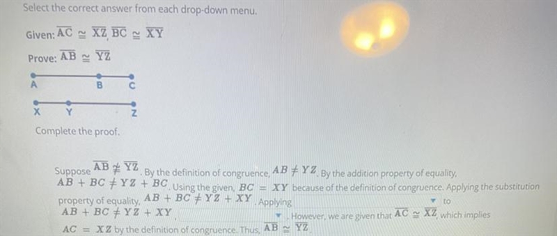 First blank transitive propertySubtraction property of equalitySegment additionSubstitution-example-1