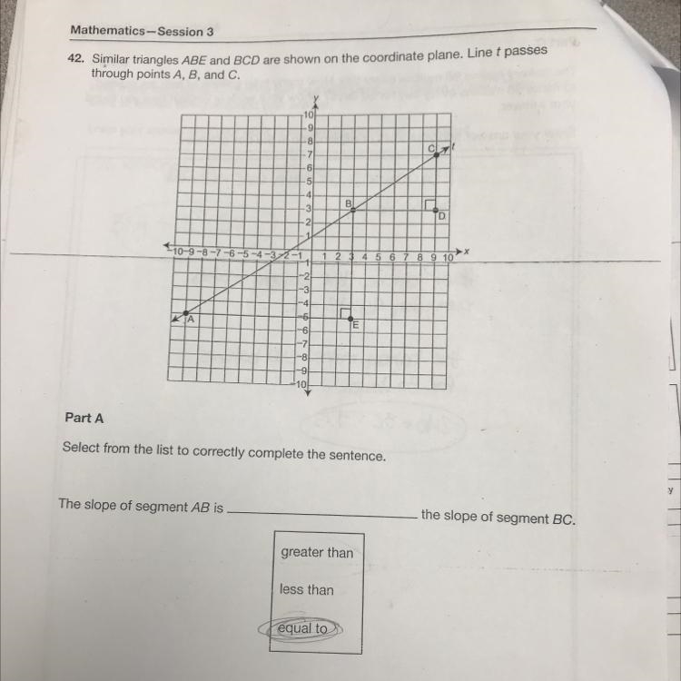 Part B:Use the ratios of the side lengths of triangle ABE and triangle BCD to explain-example-1