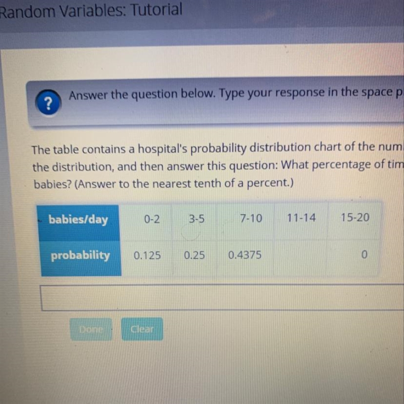 The table contains a hospital's probability distribution chart of the number of babies-example-1