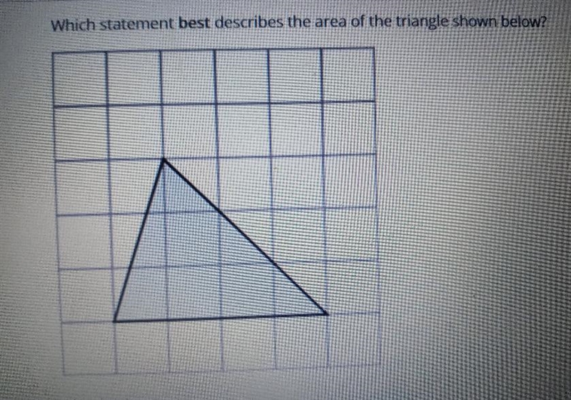 Which statement best describes the area of the triangle shown below?-example-1