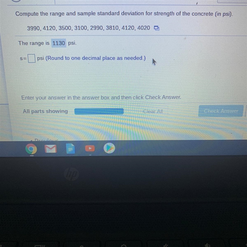 I got the range correct but can’t find the answer for s=____psi-example-1