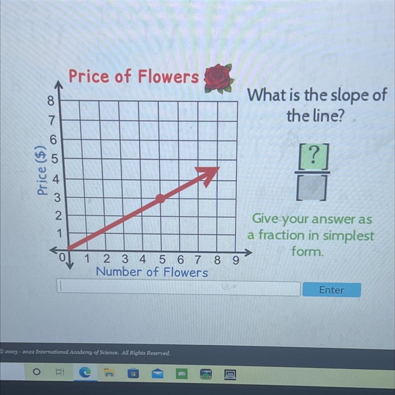 Price of Flowers8What is the slope ofthe line??Price ($)m N O O = N -1Give your answer-example-1