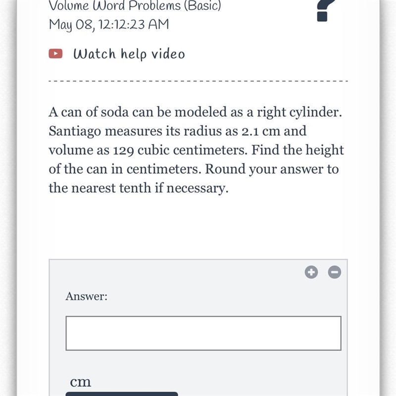 A can of soda can be modeled as a right cylinder. Santiago measures its radius as-example-1