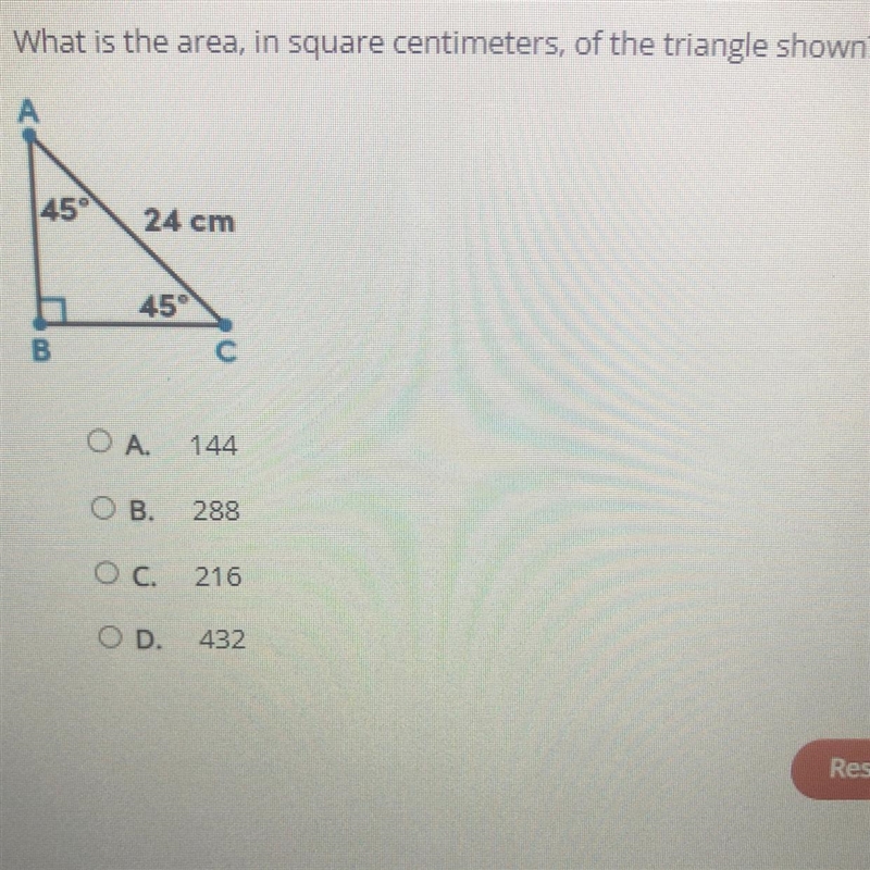 What is the area, in the square centimeters, of the triangle shown?-example-1