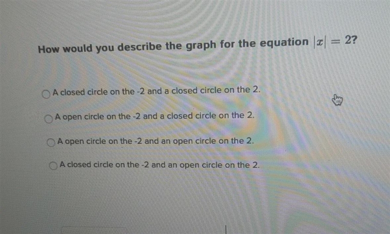 How would you describe the graph for the equation |x|=2-example-1