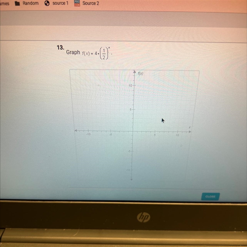 13. Graph f(x)=4x(1/2)^x-example-1