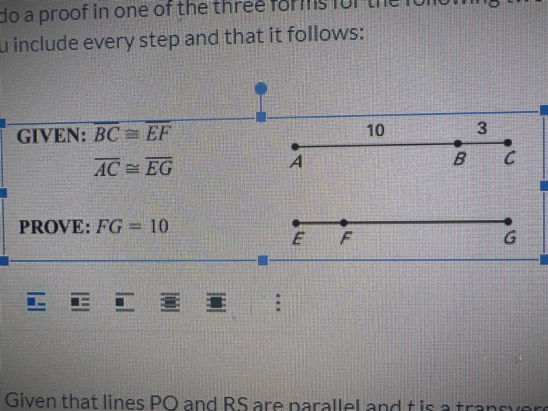 Given BC over AC congruent to EF over EG Prove FG=10-example-1