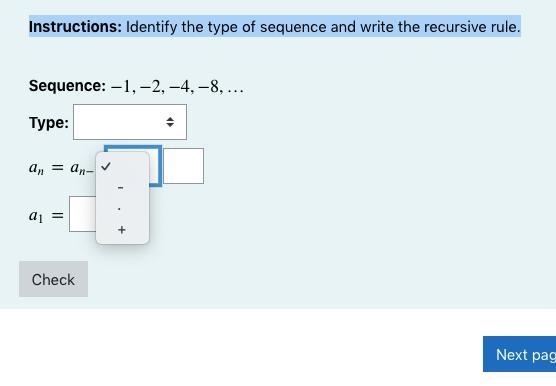 Instructions: Identify the type of sequence and write the recursive rule.-example-2