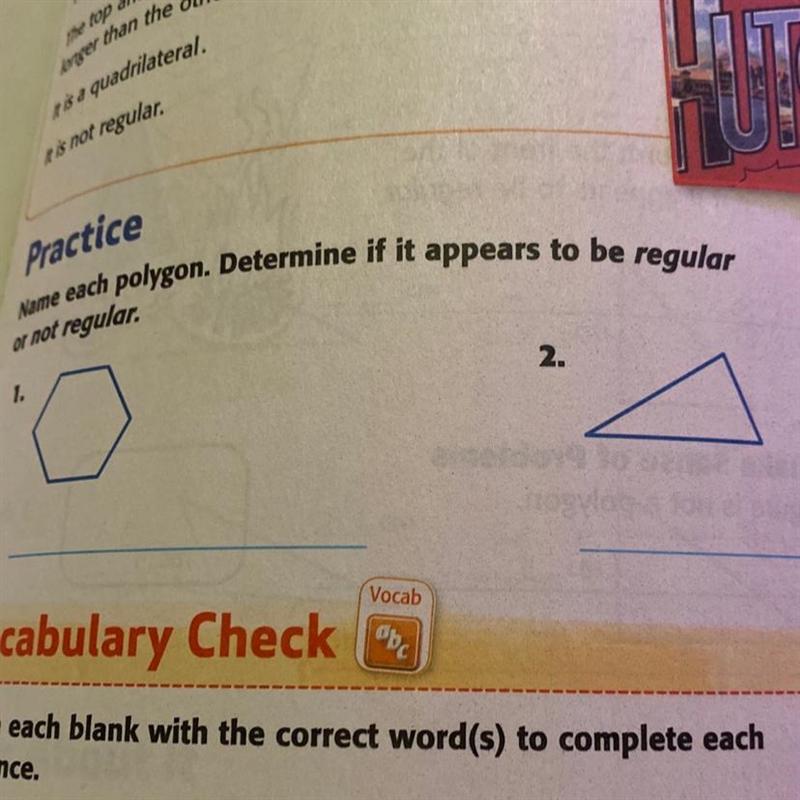 Name each polygon. Determine if it appears to be regular or not regular-example-1