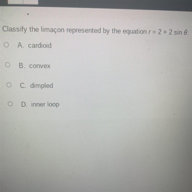 Classify the limaçon represented by the equation r = 2 + 2 sin theta-example-1