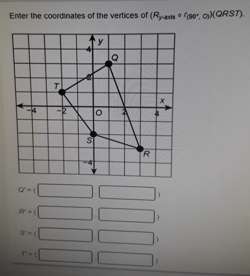 Enter the coordinates of the vertices of (Ry-axis) r (90°, 0)(QRST).i-example-1