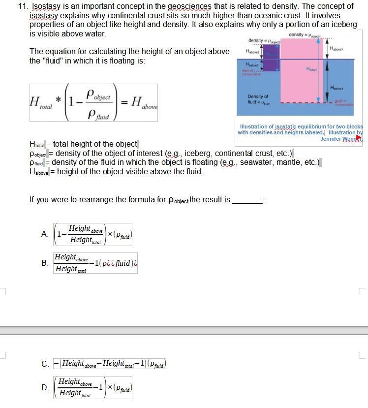 Isostasy is an important concept in the geosciences that is related to density. The-example-1