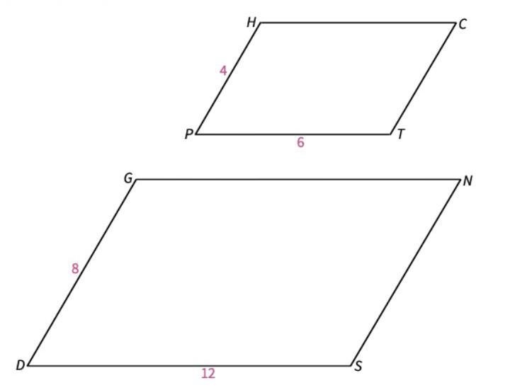 Look at the figure which now shows the value of x for DS. Write the similarity ratio-example-1