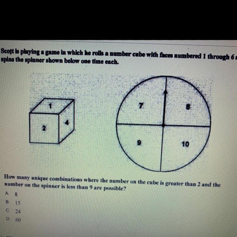 Scott is playing a game in which he Rolls a number cube with faces number one through-example-1