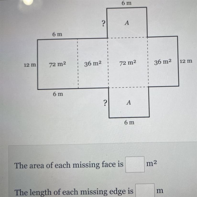 the figure below is a net for a right rectangular prism. its surface area is 252 m-example-1